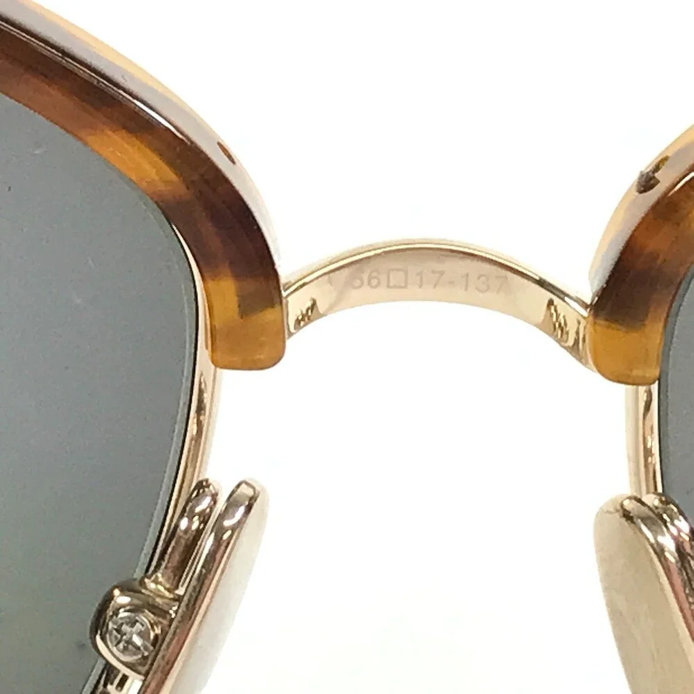 Thom Browne Sunglasses TB-505-D-WLT-GLD-56 Brown Gold Cat Eye with Green Lenses